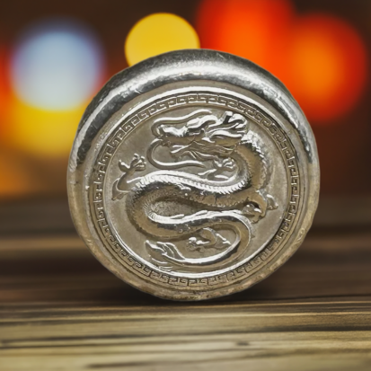 Silver Dragon Round 2oz (Chinese)- Handcrafted Solid Silver Coin, Mythical Dragon Design, Ideal for Silver Collectors or Fantasy Gifts - Image 2