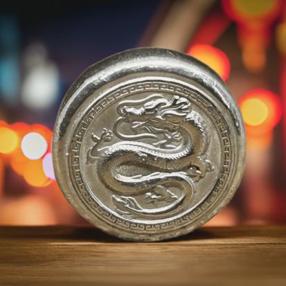 Silver Dragon Round 2oz (Chinese)- Handcrafted Solid Silver Coin, Mythical Dragon Design, Ideal for Silver Collectors or Fantasy Gifts - Image 10