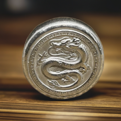 Silver Dragon Round 2oz (Chinese)- Handcrafted Solid Silver Coin, Mythical Dragon Design, Ideal for Silver Collectors or Fantasy Gifts - Image 9