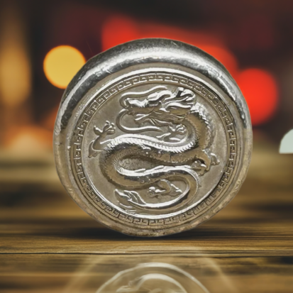 Silver Dragon Round 2oz (Chinese)- Handcrafted Solid Silver Coin, Mythical Dragon Design, Ideal for Silver Collectors or Fantasy Gifts - Image 5