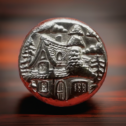 2 Troy oz Solid Silver Round - Hand Poured, Embossed Cottage Design, Collector's Piece, Unique Housewarming Gift