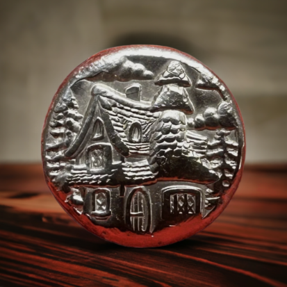 2 Troy oz Solid Silver Round - Hand Poured, Embossed Cottage Design, Collector's Piece, Unique Housewarming Gift - Image 2
