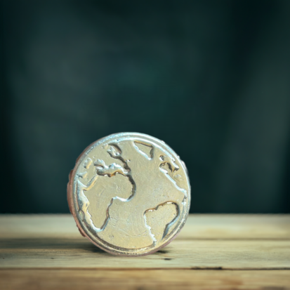 Solid Silver 2 Troy Oz Globe