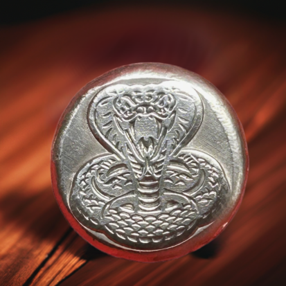 2oz Solid Silver Round - Hand Poured, Embossed Cobra Design, Collector's Piece, Unique Snake Lovers Gift - Image 2