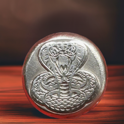 2oz Solid Silver Round - Hand Poured, Embossed Cobra Design, Collector's Piece, Unique Snake Lovers Gift - Image 3