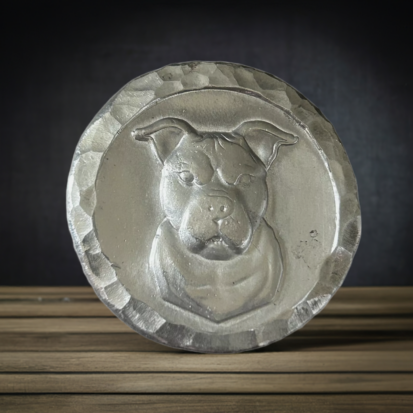 2 Troy Oz Silver Round, Custom Hand poured Pitbull Round, Great for Collectors or Dog Lovers, Crafted in Scotland - Image 3