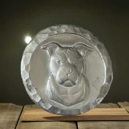 2 Troy Oz Silver Round, Custom Hand poured Pitbull Round, Great for Collectors or Dog Lovers, Crafted in Scotland