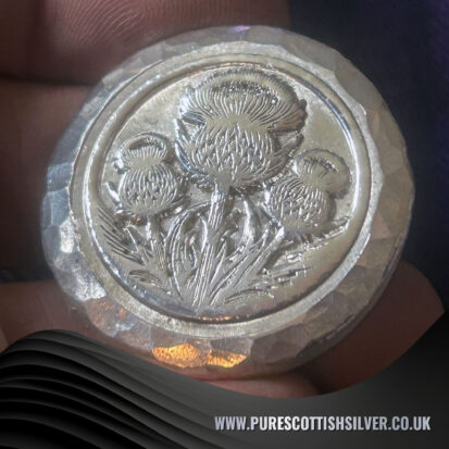 2 troy ounce, 999fs 3 thistles round, elegant silver art piece for showcasing or gifting on special occasions. 3