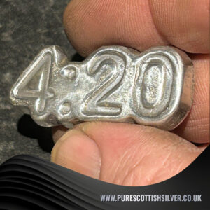 Silver 420 Bar Shaped – Hand Poured Solid Silver Collectible, Unique Weed Enthusiast Decor, Perfect Stoner Gift
