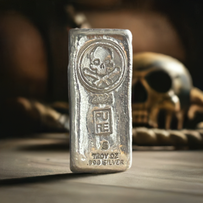 5 Troy Oz Solid Silver Bar - Pirate Skull & Crossbones, Collectible Precious Metal, Investment Gift, Unique Treasure - Image 10