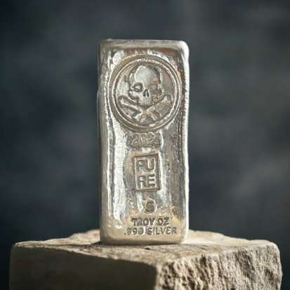 5 Troy Oz Solid Silver Bar - Pirate Skull & Crossbones, Collectible Precious Metal, Investment Gift, Unique Treasure - Image 5