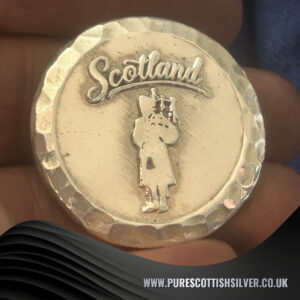 2 Troy Ounce Scottish Piper Round, Handmade 999FS Silver Coin for Collectors and Gift Giving.