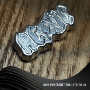 40 Grams Silver ACDC Logo – Authentic Hand Poured Solid Silver, Unique Rock Music Decor, Perfect Gift for Music Lovers