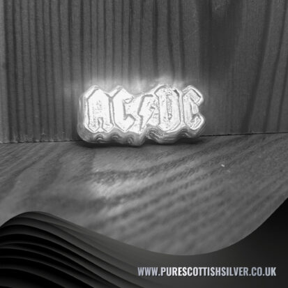 40 Grams Silver ACDC Logo – Authentic Hand Poured Solid Silver, Unique Rock Music Decor, Perfect Gift for Music Lovers 3