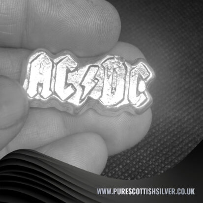 40 Grams Silver ACDC Logo – Authentic Hand Poured Solid Silver, Unique Rock Music Decor, Perfect Gift for Music Lovers 2
