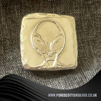 1 Troy Oz Fine 999 Silver Alien Square, Scottish Handmade Treasure for Unique Gift Ideas 2