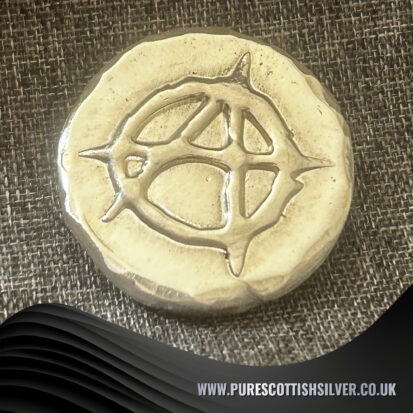 1 troy oz silver round, handpoured anarchy design from Scotland, perfect for collectors or unique gifts for him. 3