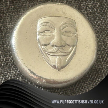 1 troy oz silver round, 999 fine silver Anonymous Mask Coin, Hand poured Collectible, Unique Gift for Art and Movie Lovers 3