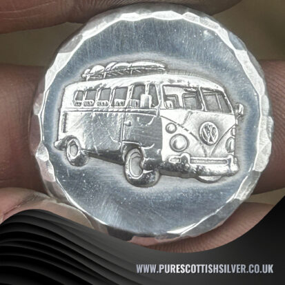 2 Troy oz Solid Silver VW Campervan Round, 999 Fine Silver Handmade Coin, Ideal Collector’s Gift 2