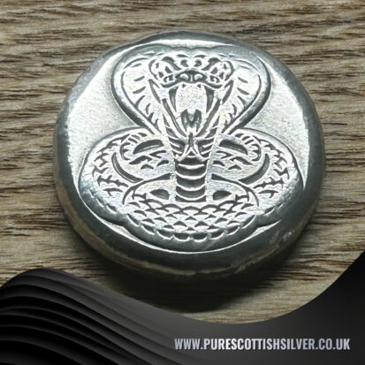 2oz Solid Silver Round – Hand Poured, Embossed Cobra Design, Collector’s Piece, Unique Snake Lovers Gift 3