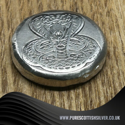 2oz Solid Silver Round – Hand Poured, Embossed Cobra Design, Collector’s Piece, Unique Snake Lovers Gift 2