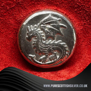 2oz Solid Silver Round – Hand Poured, Embossed Dragon Design, Collector’s Piece, Unique Housewarming Gift