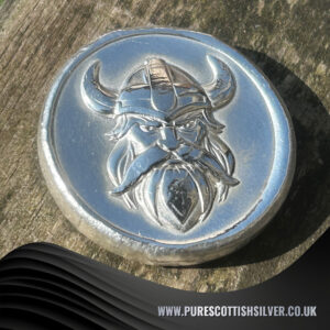 2 Troy oz Solid Silver Round with Dwarf Warrior, Handmade in Scotland, Fantasy Collectible Gift