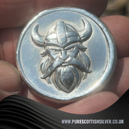 2 Troy oz Solid Silver Round with Dwarf Warrior, Handmade in Scotland, Fantasy Collectible Gift 2