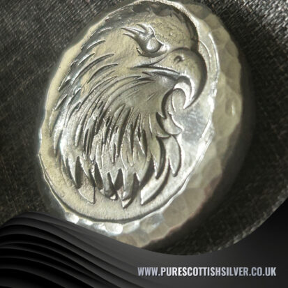 2 Troy oz Solid Silver Round with American Eagle Stamp, Handmade 999 Fine Silver from Scotland, Unique Collectible Gift 6