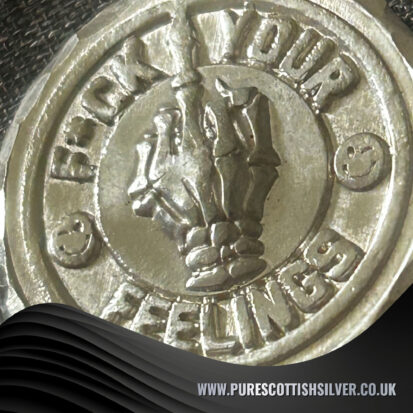 2 Troy oz Solid Silver Round, Handcrafted with ‘F*ck Your Feelings’ Stamp, Unique Gift Idea 3