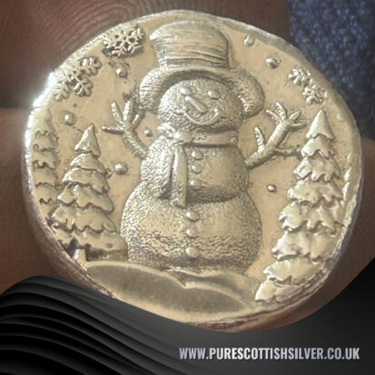 1 troy ounce, 999fs snowman round – exquisite handmade Scottish coin – ideal gift for Christmas or winter lovers. 7