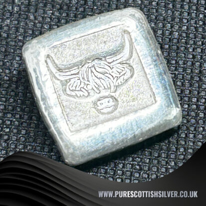 1oz Silver Square with Highland Cow Stamp, Handcrafted in Scotland, Unique Collectible for Bullion Lovers, Perfect Gift for Animal Enthusiasts 4