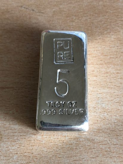5 Troy oz Solid Silver Bullion Bar – Large 5 7
