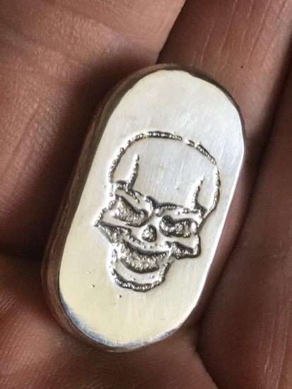 1 Oz Silver Bar – Skull Design 4