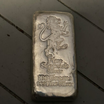 100g Solid Silver Bar - Lion Stamp