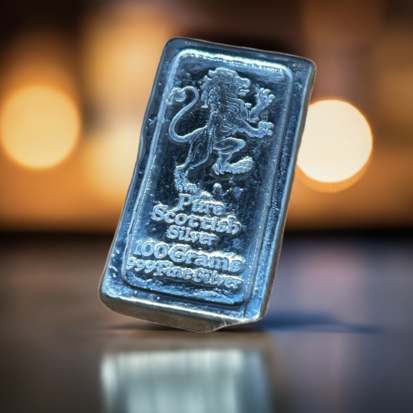 Lipped Lion Bar -100g Hand Poured Silver Bar Rampant Lion Stamp, Investment Silver - Image 5