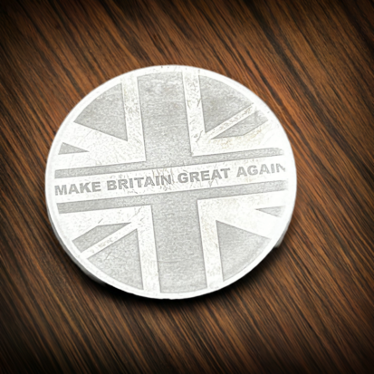 1oz "Make Britain Great Again" Round,  999fs Silver., Handmade Statement Piece, Perfect Gift for Patriots and Collectors. - Image 2