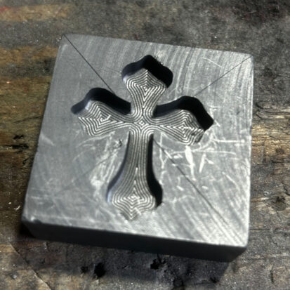 Graphite Mould with Cross Carving, 50mm x 50mm for Metal & Glass Casting, Unique Crafting Gift 3