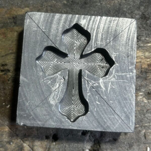 Graphite Mould with Cross Carving, 50mm x 50mm for Metal & Glass Casting, Unique Crafting Gift