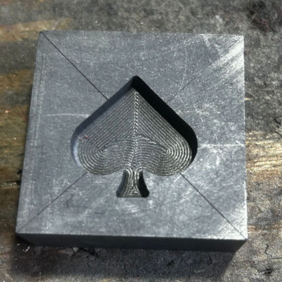 Set of 4 Graphite Moulds, Carved Card Suits, for Metal & Glass Casting, Perfect Artisan Gift 5