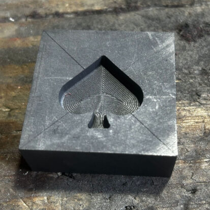 Graphite Mould with Spade Card Suit, Detailed Metal & Glass Casting, Artisan Workshop Gift 3