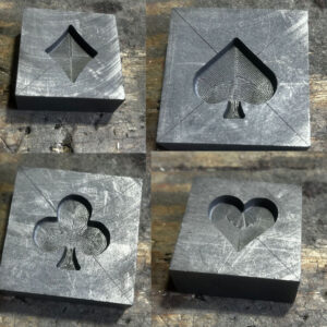 Set of 4 Graphite Moulds, Carved Card Suits, for Metal & Glass Casting, Perfect Artisan Gift