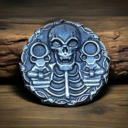 28g Silver Coin, Bold Skull & Dual Pistols Motif, Collectible Treasure, Edgy Gift for Silver Enthusiasts - Image 3