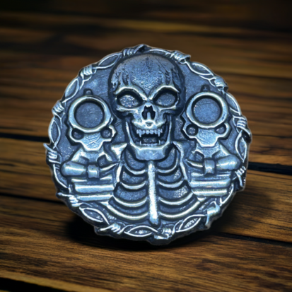 28g Silver Coin, Bold Skull & Dual Pistols Motif, Collectible Treasure, Edgy Gift for Silver Enthusiasts - Image 4