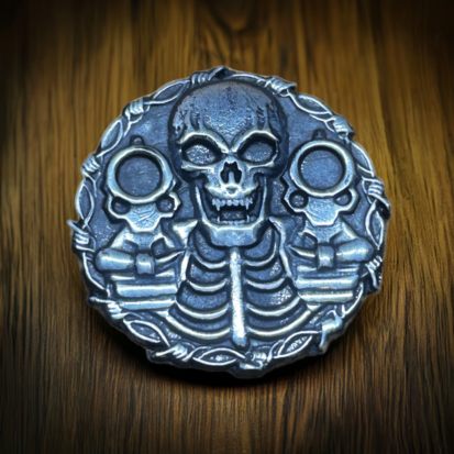 28g Silver Coin, Bold Skull & Dual Pistols Motif, Collectible Treasure, Edgy Gift for Silver Enthusiasts - Image 8