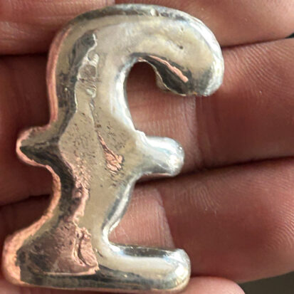 Solid Silver 40 Gram Pound Symbol