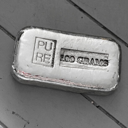 100g Solid Silver Bullion Bar – Pure Stamped 5