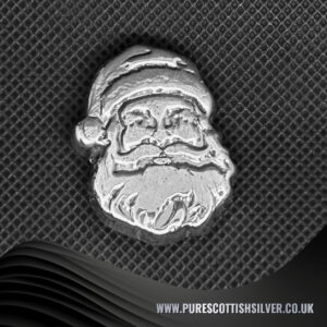 Solid Silver Santa – Hand Poured 50 Gram Father Christmas Figure – Unique Holiday Decor – Perfect Christmas Gift