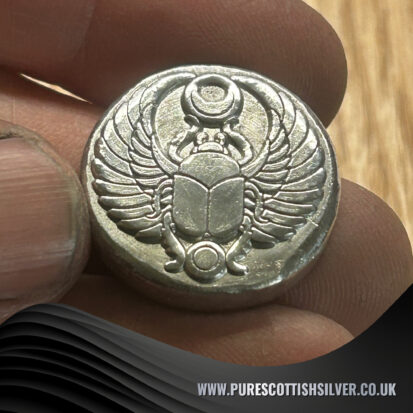 1 oz Solid Silver Round – Embossed Scarab Design, Collectible Precious Metal Coin, Ideal Gift for Numismatists 3