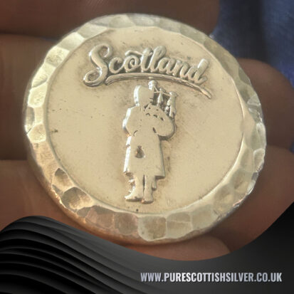 2 Troy Ounce Scottish Piper Round, Handmade 999FS Silver Coin for Collectors and Gift Giving. 2